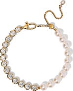 Nadri Imitation Pearl & Cubic Zirconia Adjustable Bracelet