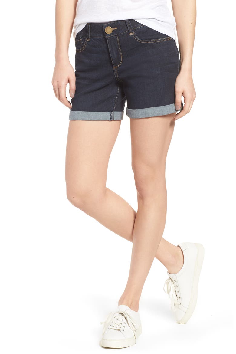 'Ab'Solution Cuffed Denim Shorts (Nordstrom Exclusive), Main, color, INDIGO