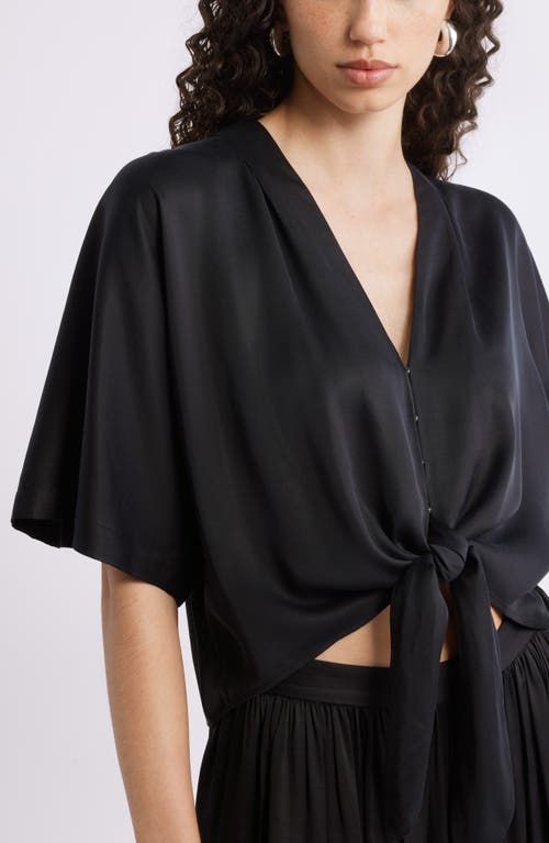 Nordstrom Tie Front Crop Top In Black