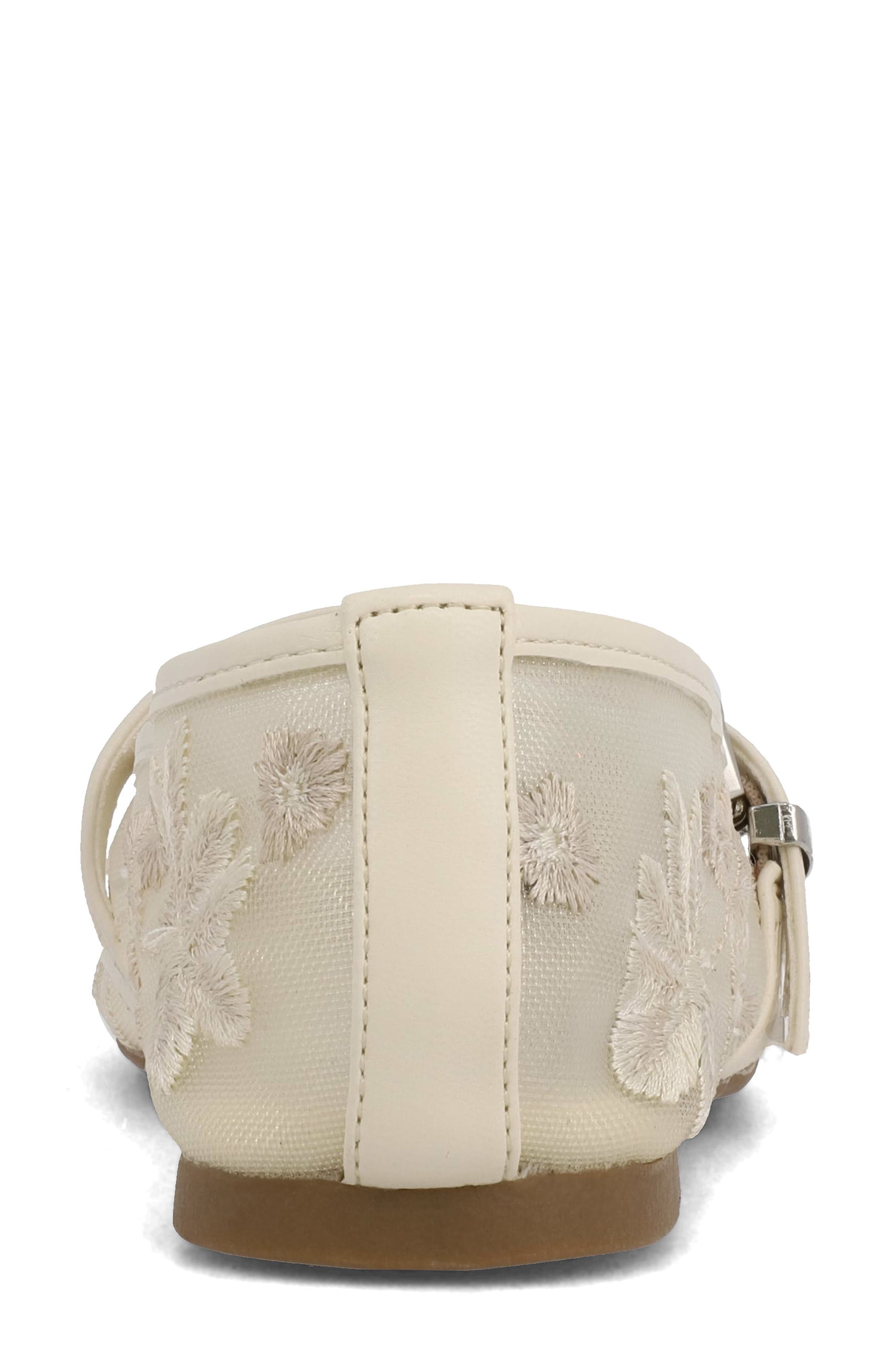 Bluet Embroidered Mesh Mary Jane Flat, Alternate, color, IVORY/ WHITE