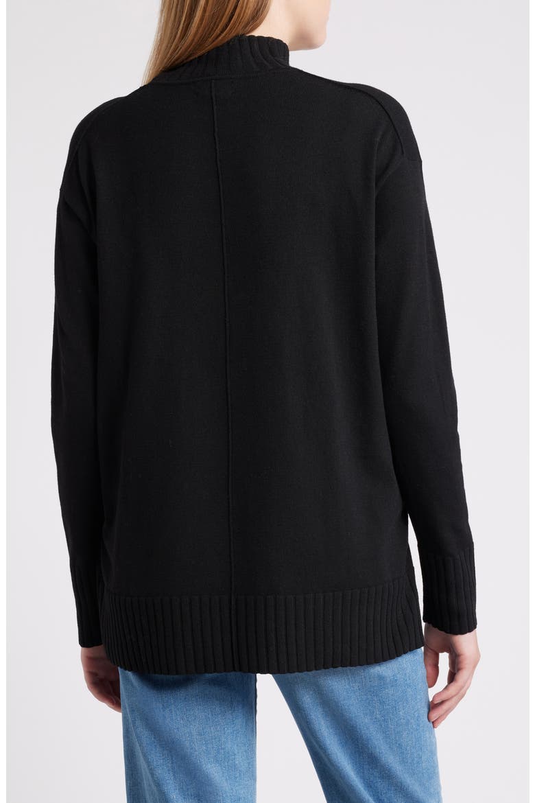 Mock Neck Tunic Sweater, Alternate, color, BLACK