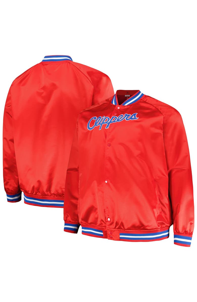 Mitchell & Ness Men's Mitchell & Ness Red LA Clippers Hardwood Classics Throwback Wordmark Raglan Full-Snap Jacket, Main, color, Red