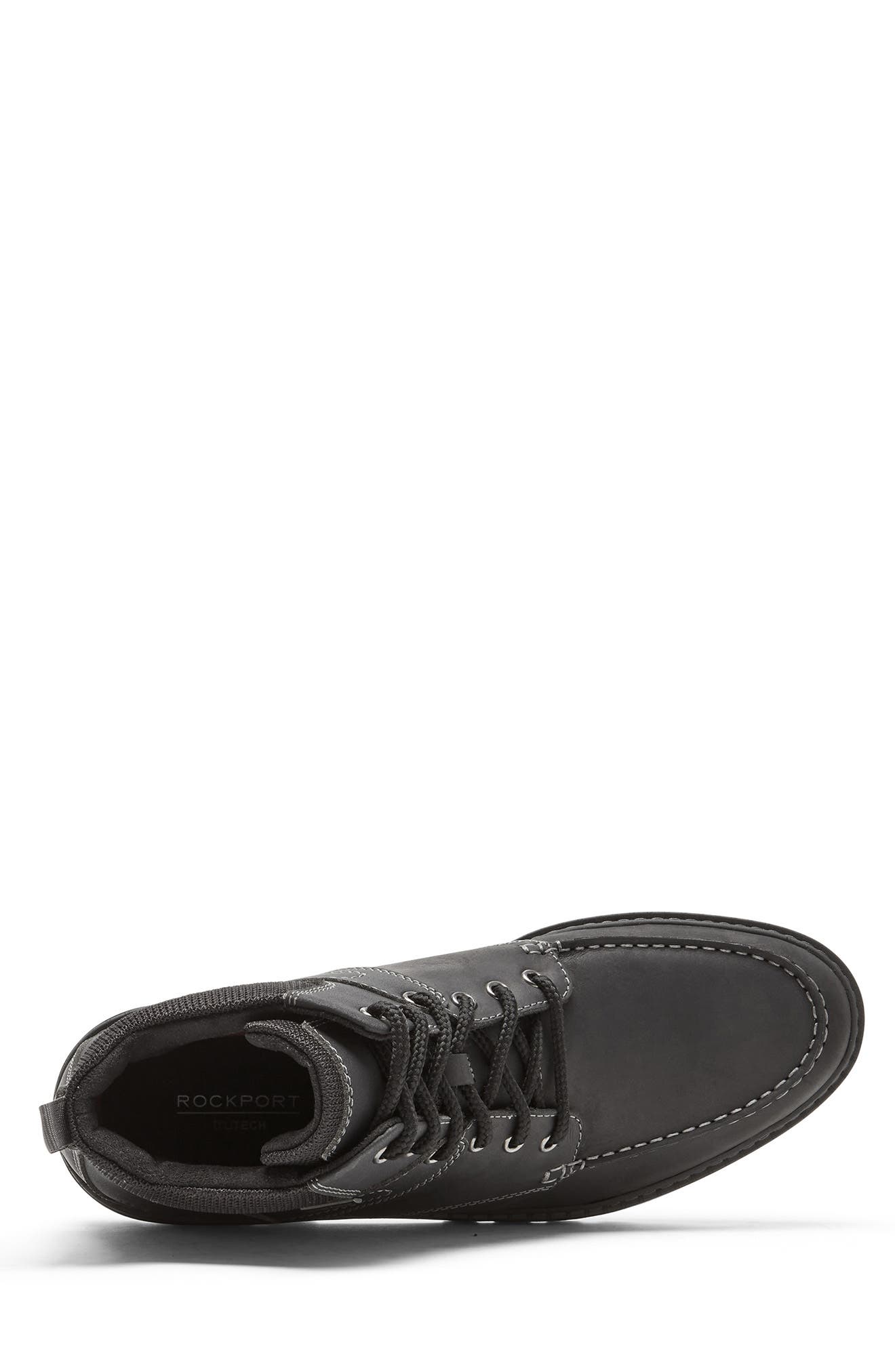 Rockport Waterproof Moc Toe Lug Sole Boot, Alternate, color, Black Lea/Sde