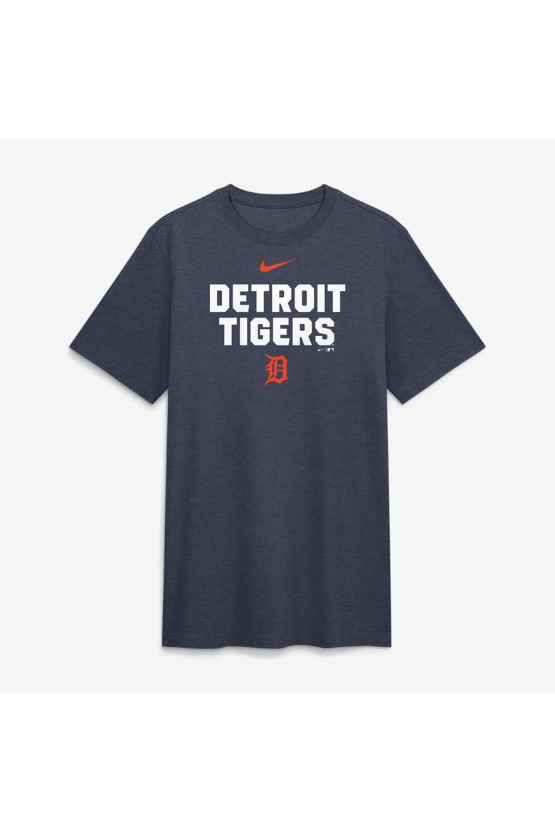 Men's Nike Heather Navy Detroit Tigers Stacked Tri-Blend T-Shirt, Alternate, color, Heather Navy