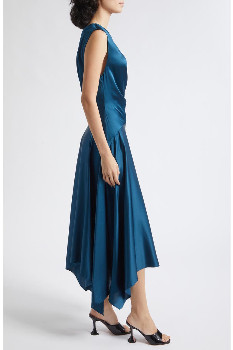 Portia One-Shoulder Stretch Silk Dress, Alternate, color, HARBOR