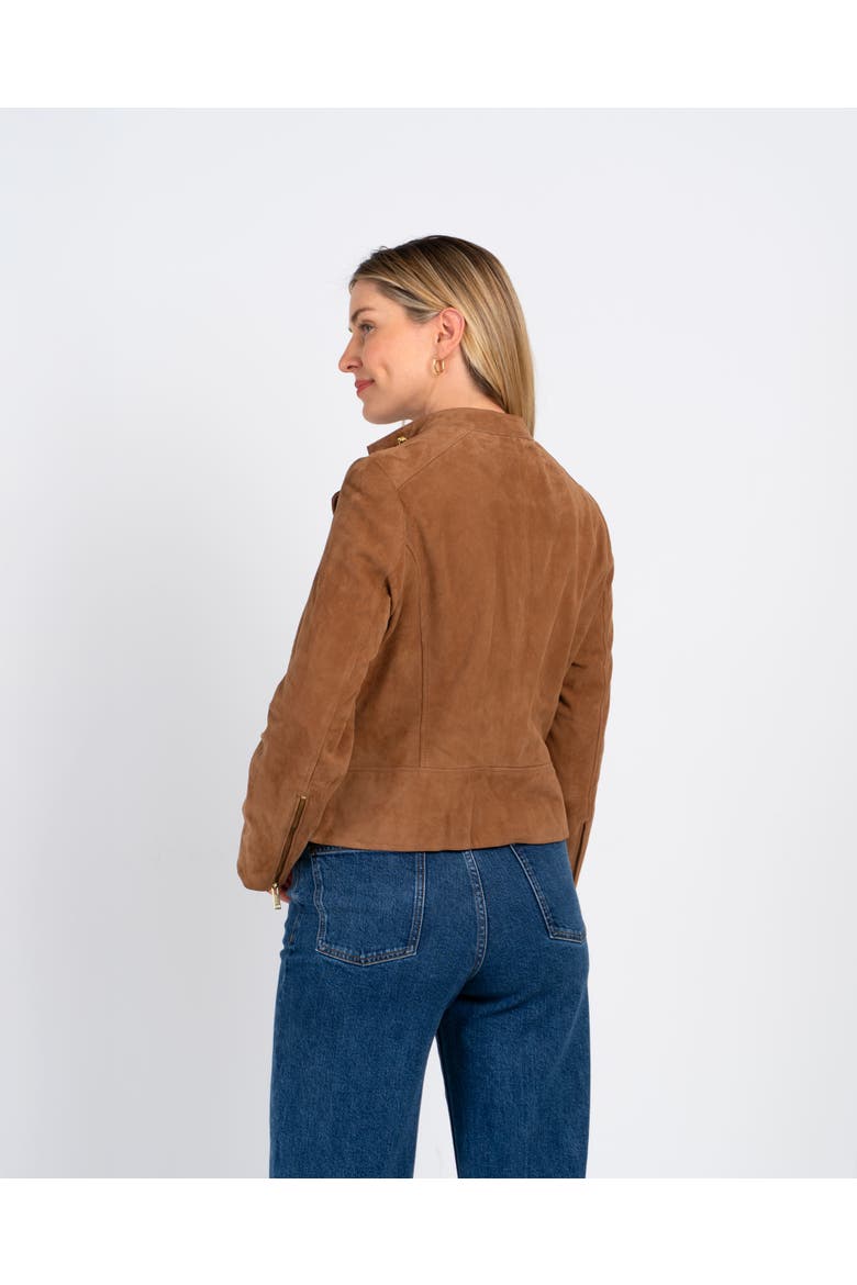 Hudson Suede Biker Jacket, Alternate, color, Camel