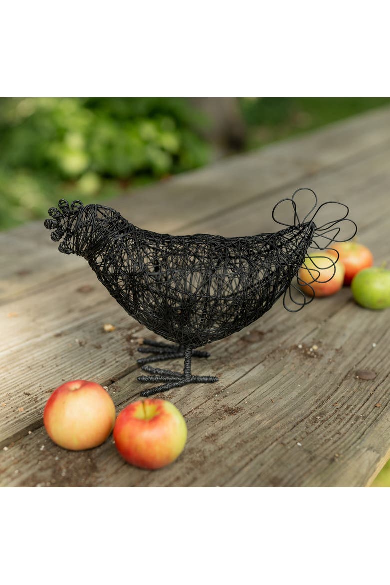 Wire Hen Bird Figure Black Metal, Alternate, color, Black
