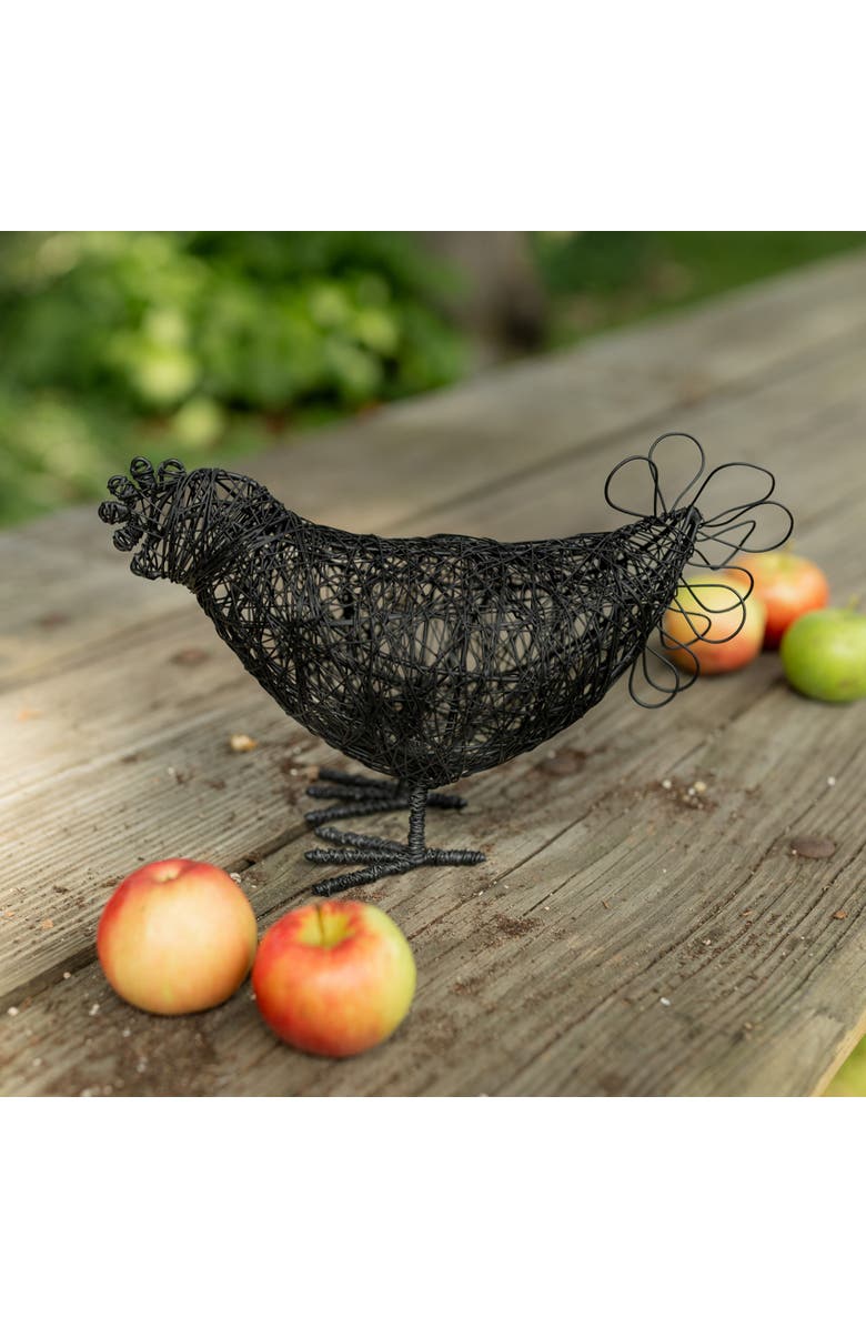 Foreside Home and Garden Wire Hen Bird Figure Black Metal, Alternate, color, Black