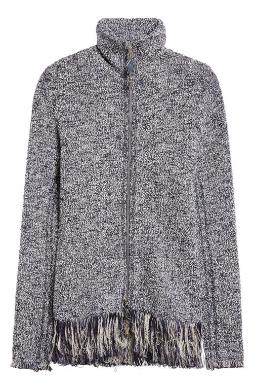 Rabanne Fringe Hem Bouclè Jacket In Gray
