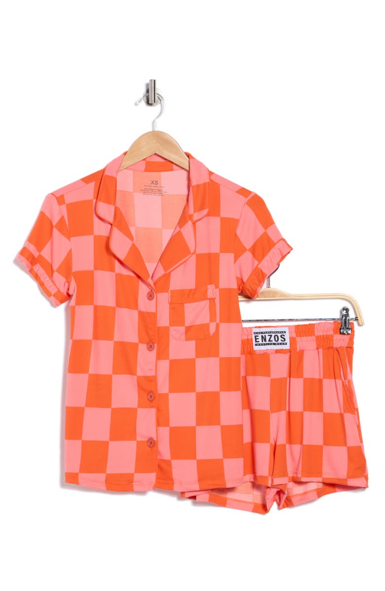 ENZOS INACTIVE WEAR Dixie Checkerboard Short Pajamas, Alternate, color, 