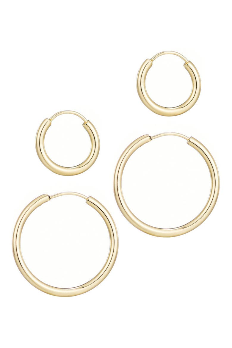Set of 2 Endless Hoop Earrings, Alternate, color, GOLD