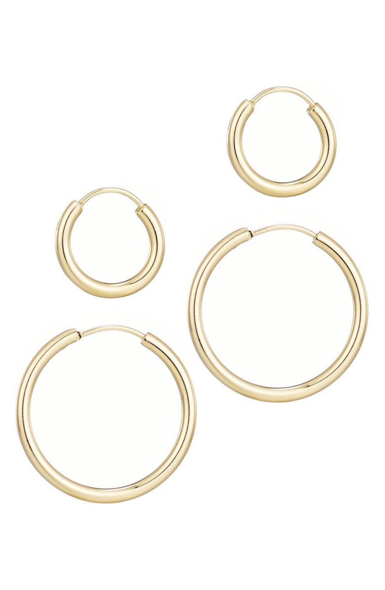 Adornia Set of 2 Endless Hoop Earrings, Alternate, color, Gold