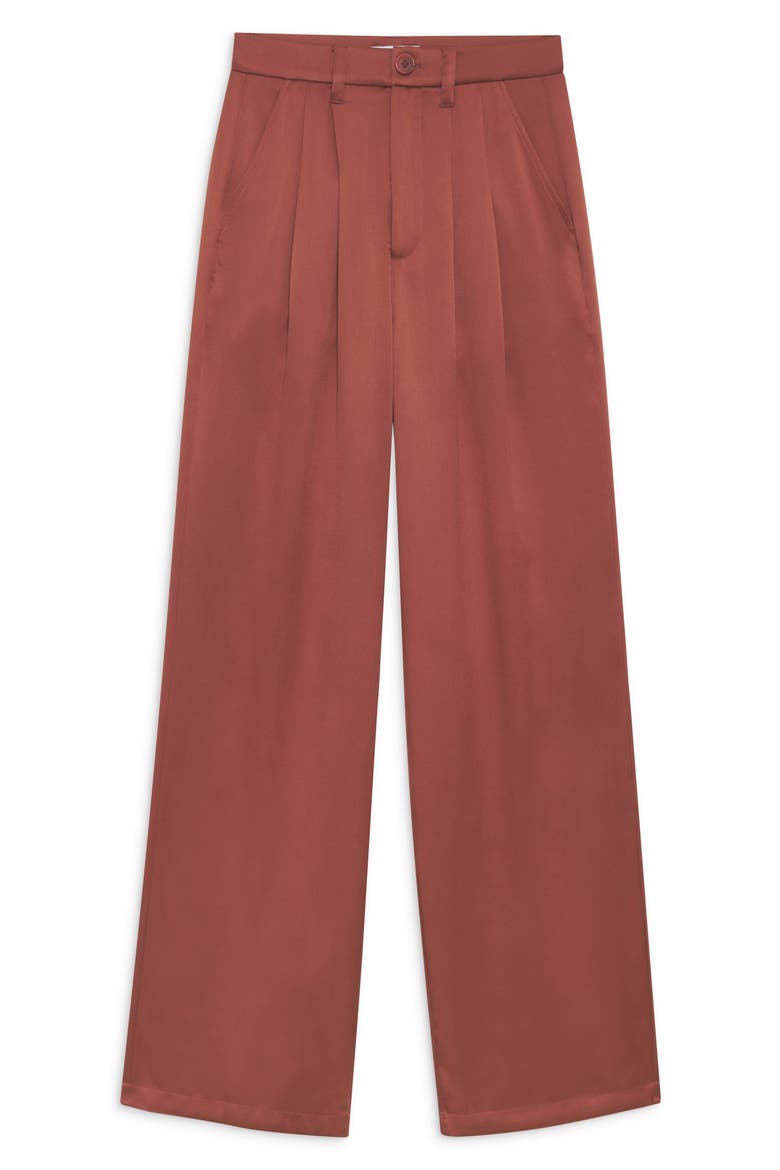 Carrie High Waist Silk Wide Leg Pants, Alternate, color, TERRACOTTA SILK