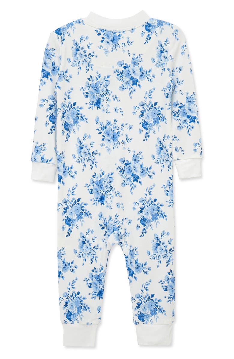 Little Me Blue Floral Stretch Viscose Zip One-Piece Pajamas, Alternate, color, Blue