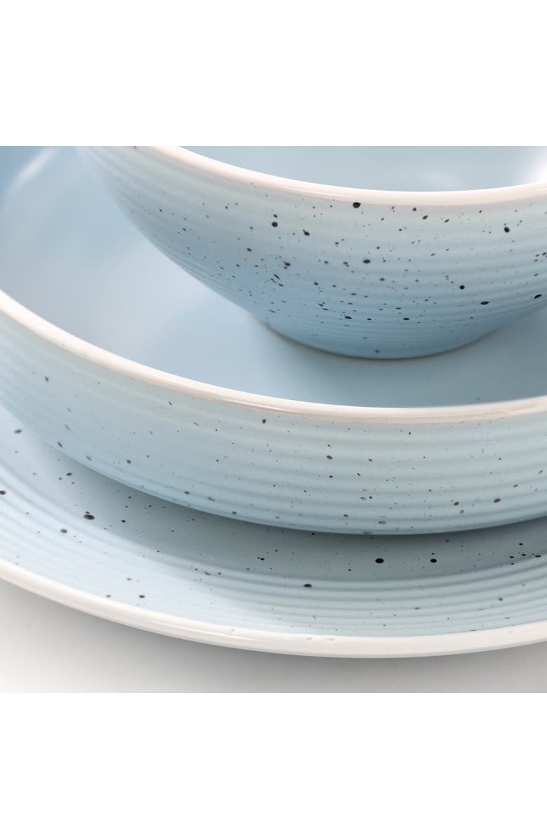 Elama Emilia 16 Piece Double Bowl Stoneware Dinnerware Set, Alternate, color, White