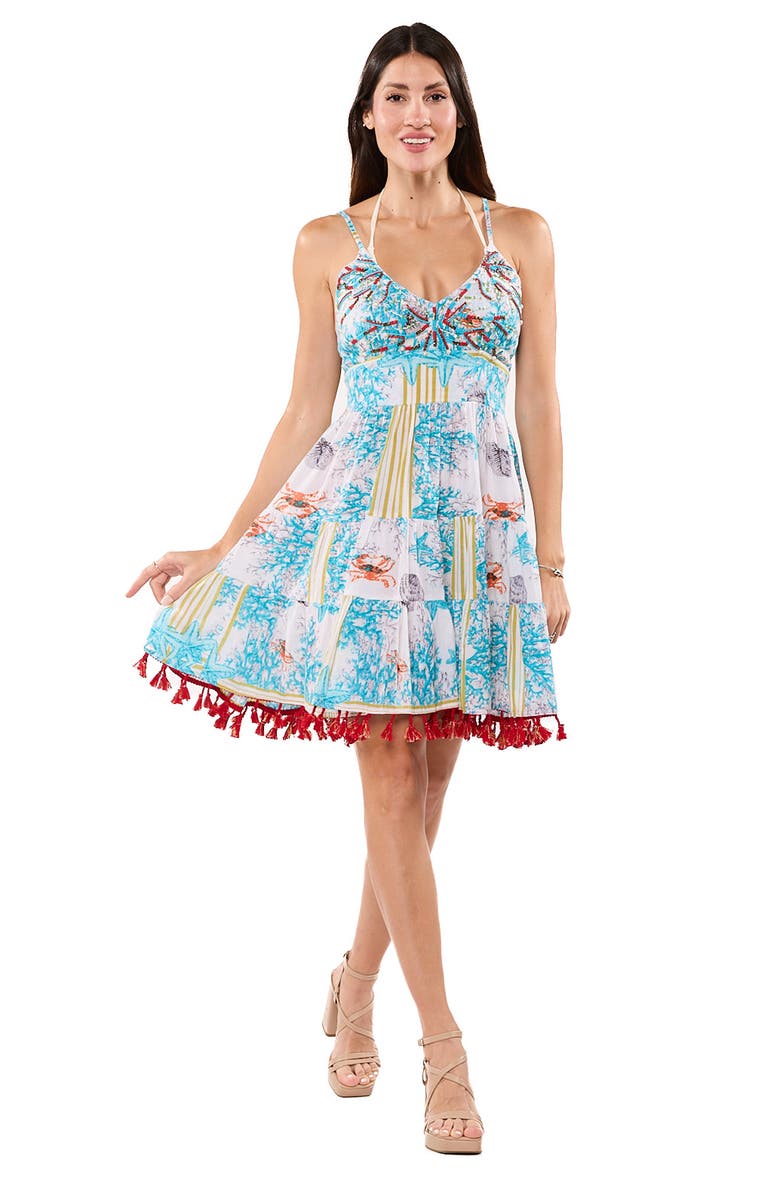 RANEES Pleat Tier Minidress, Alternate, color, Light Blue