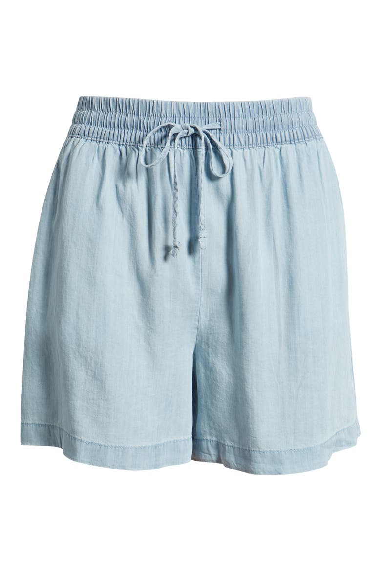 Toney Tie Waist Chambray Shorts, Alternate, color, BLEACH WASH