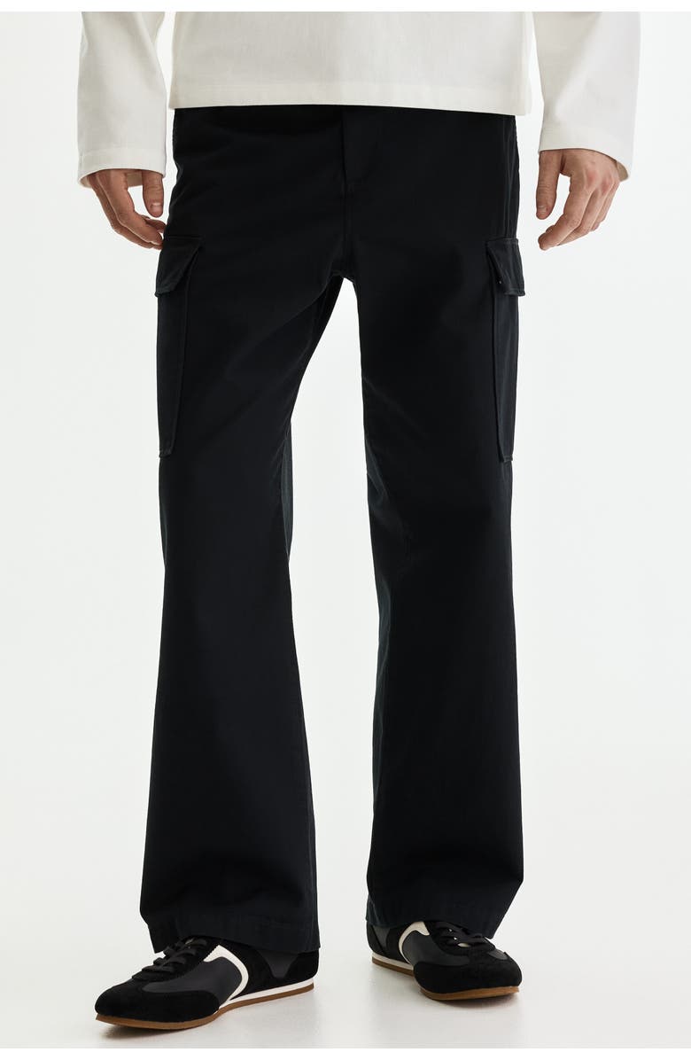 H&M Relaxed-fit cotton cargo pants, Alternate, color, Black