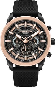 Kenneth Cole New York Sport Chronograph Silicone Strap Watch, 44mm