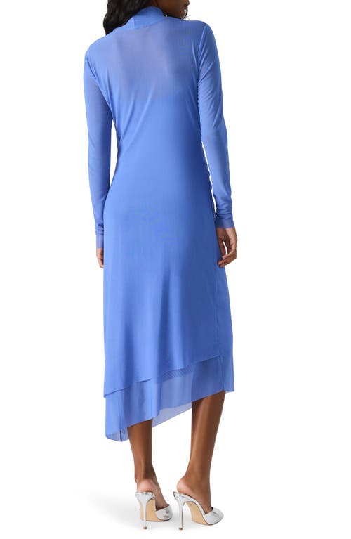 Steve Madden Blare Long Sleeve Mesh Midi Dress In Blue