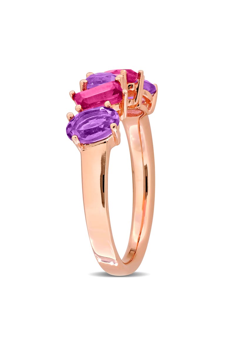 Gemstone 5-Stone Ring Sterling Silver, Alternate, color, Amethyst/Pink Topaz