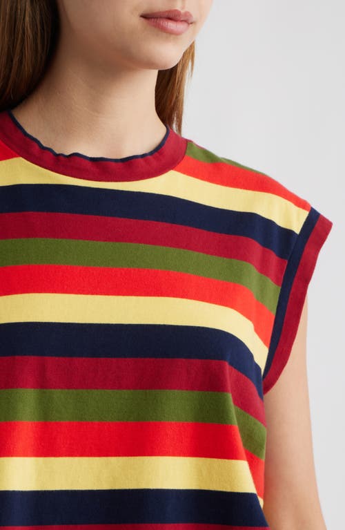 The Great . The Square Stripe Crop Top In Red