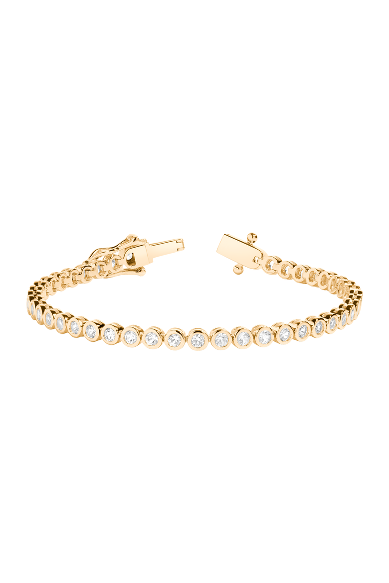 Lab Grown White Sapphire Bezel Tennis Bracelet, Main, color, Yellow Gold Vermeil