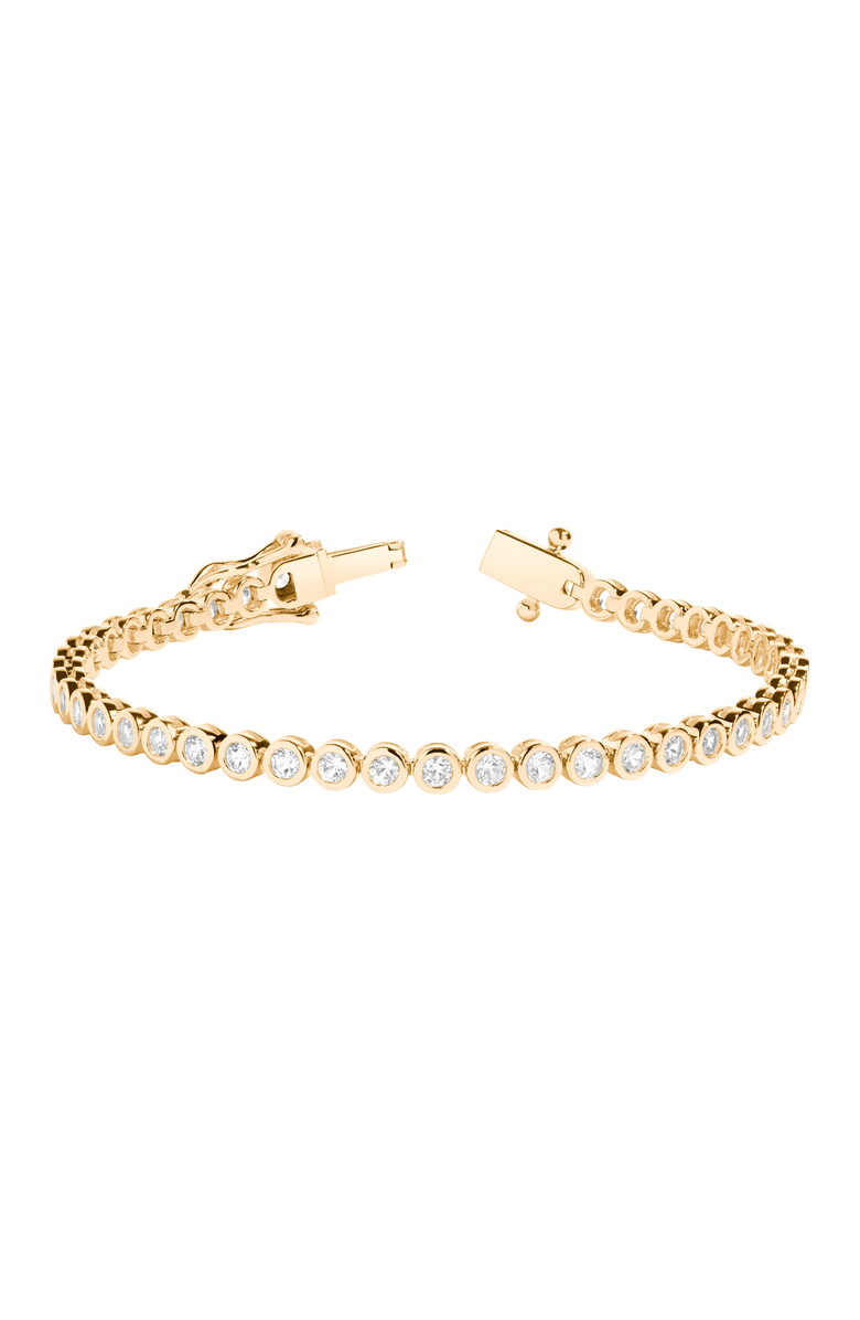 Aurate New York Lab Grown White Sapphire Bezel Tennis Bracelet, Main, color, Yellow Vermeil
