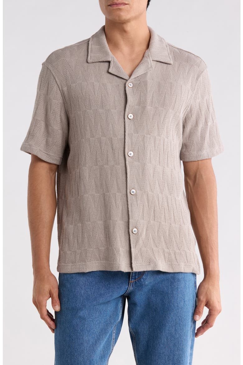 Textured Cuban Camp Shirt, Main, color, TAUPE