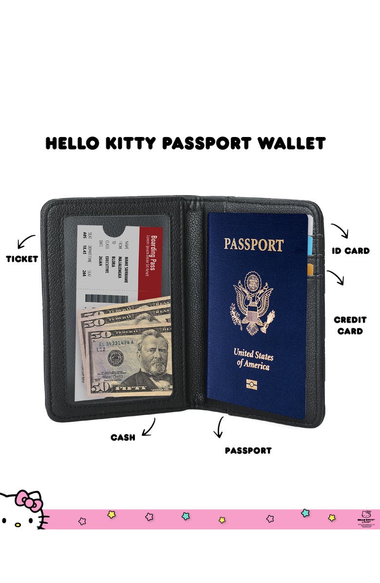 Hello Kitty Embossed Passport Holder, Alternate, color, Black