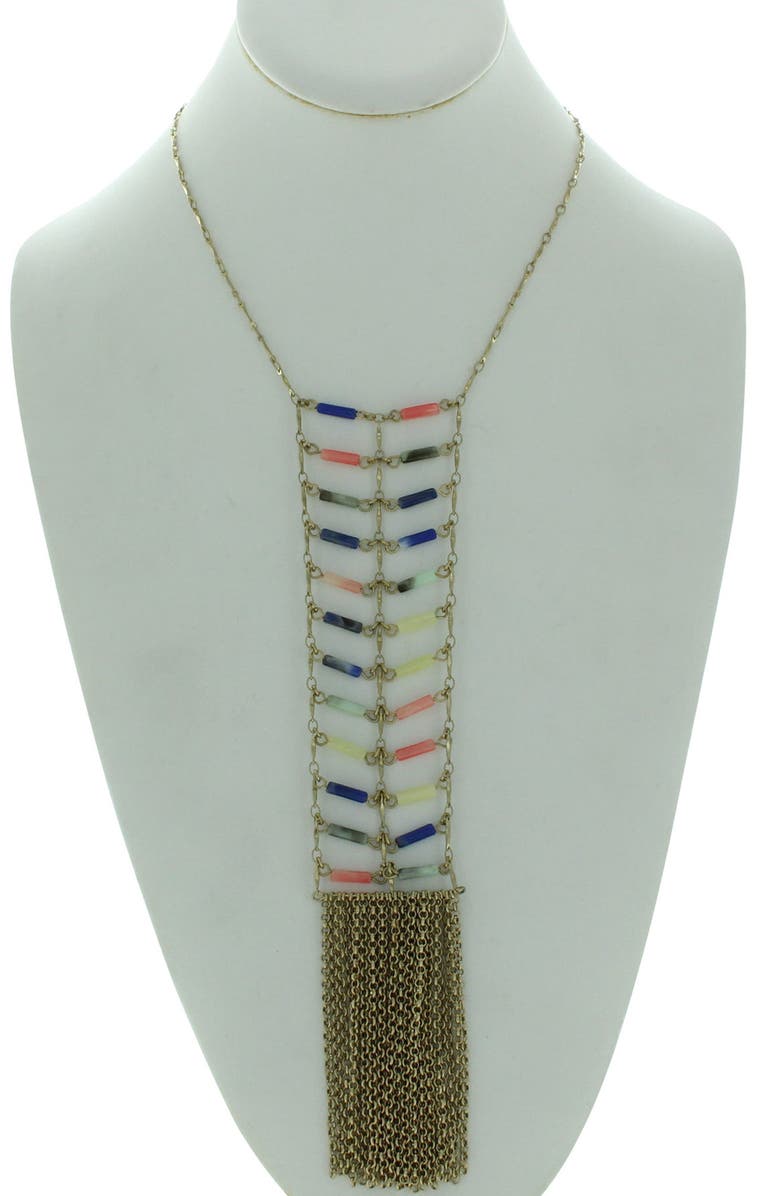 OLIVIA WELLES Burnished Gold Plated Resin Statement Necklace, Alternate, color, Gold / Multi