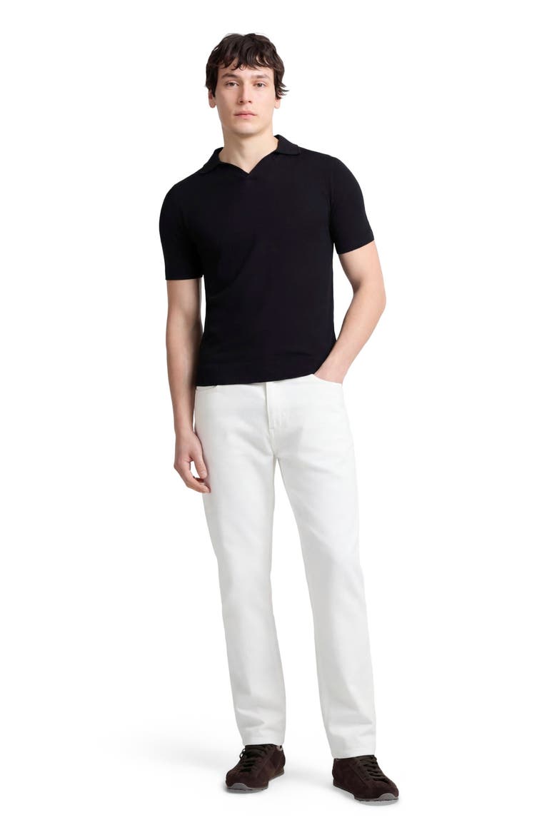 Extra Fine Merino Wool Short Sleeve Johnny Collar Polo, Main, color, Black