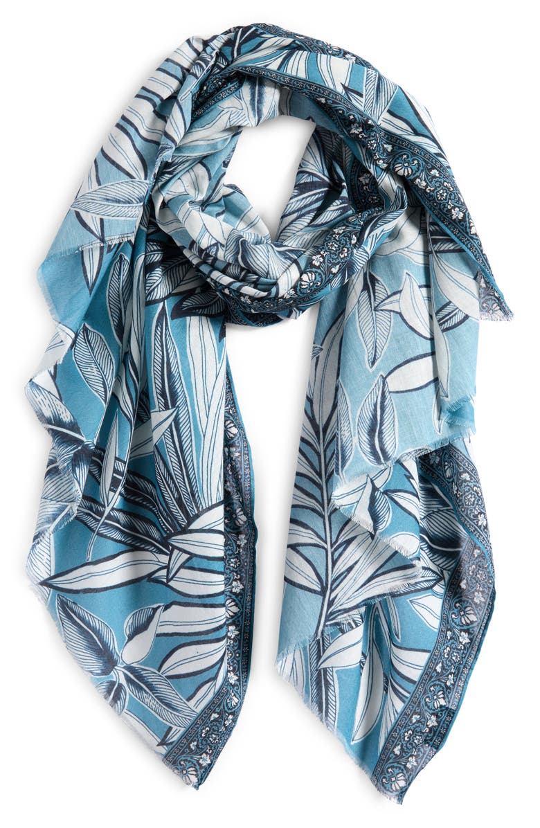 Echo Golden Palm Scarf, Main, color, Vista Blue
