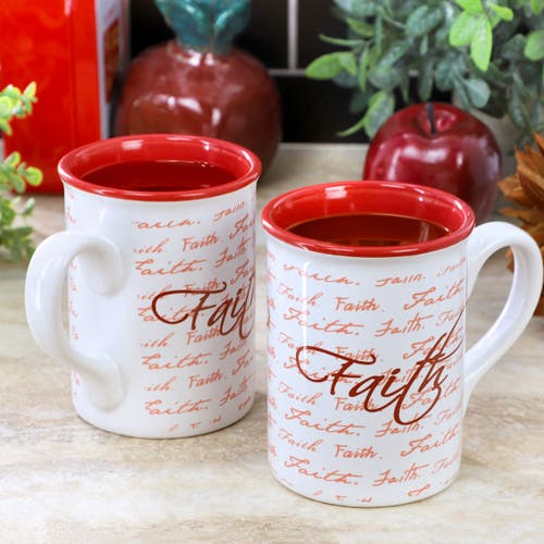 Gibson Home Inspirational Words Faith 4 Piece 16 Ounce Stoneware Mug Set In Multi