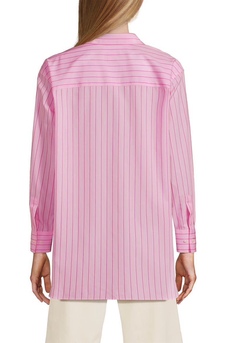 No Iron Oversized Poplin Extra Long Tunic, Alternate, color, Light Rose Pink Stripe