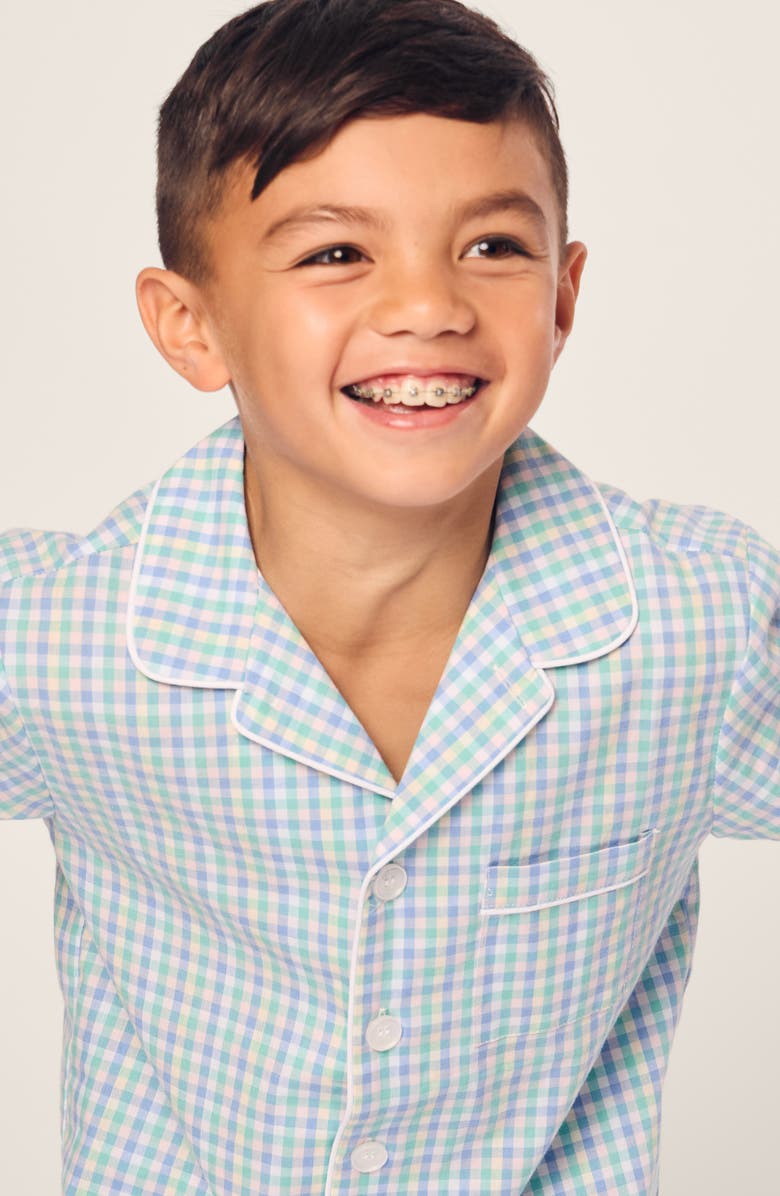 Petite Plume Kids' Gingham Two-Piece Short Pajamas, Alternate, color, White