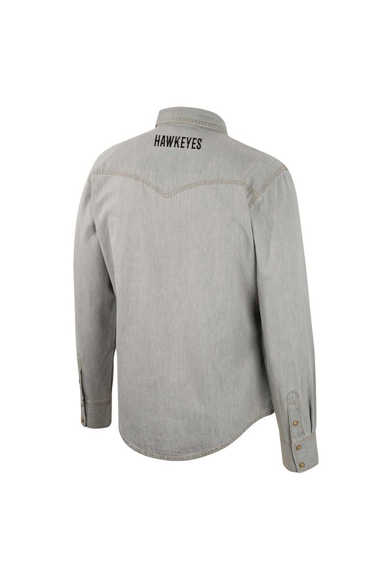 Men's Colosseum x Wrangler Gray Iowa Hawkeyes Cowboy Cut Western Full-Snap Long Sleeve Shirt, Alternate, color, Gray
