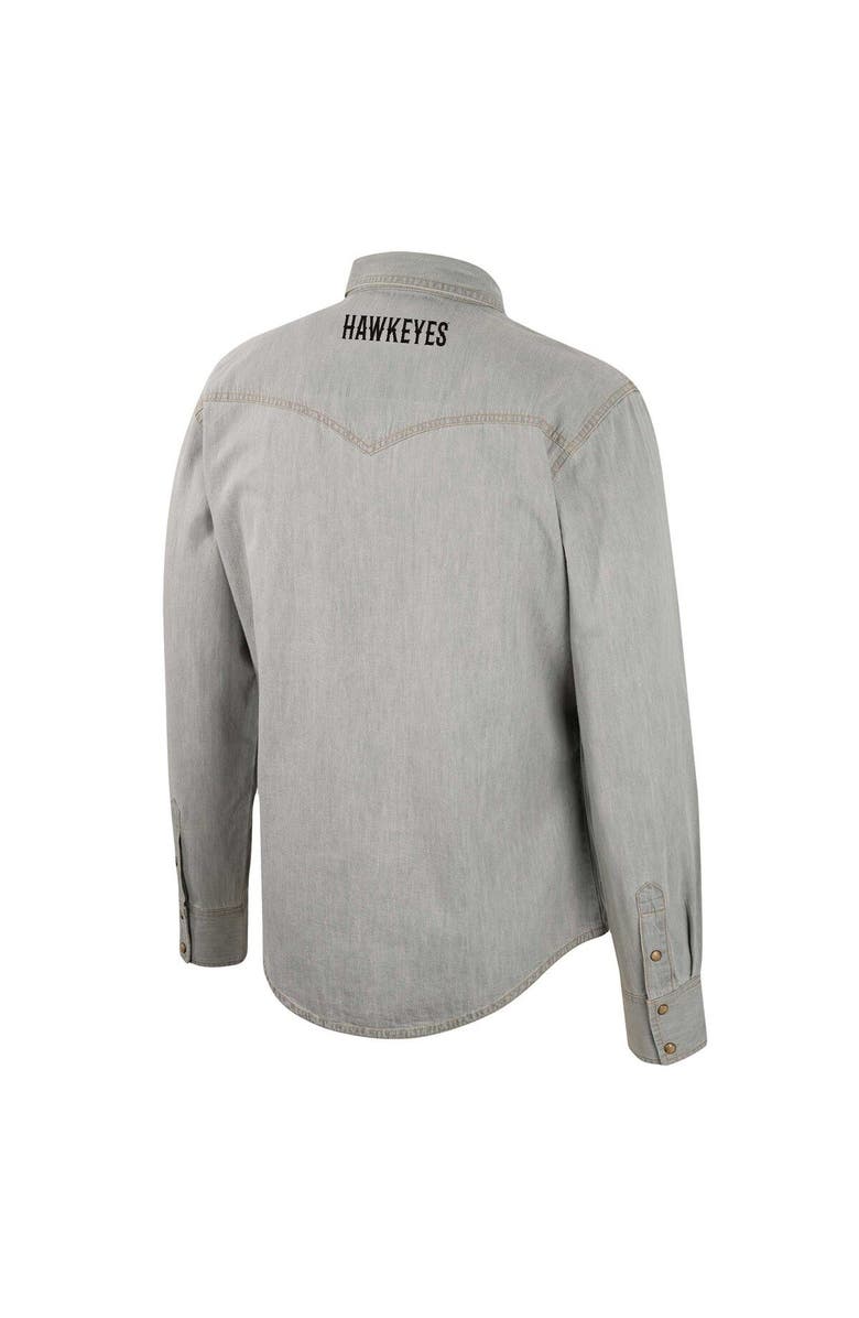 COLOSSEUM Men's Colosseum x Wrangler Gray Iowa Hawkeyes Cowboy Cut Western Full-Snap Long Sleeve Shirt, Alternate, color, Gray