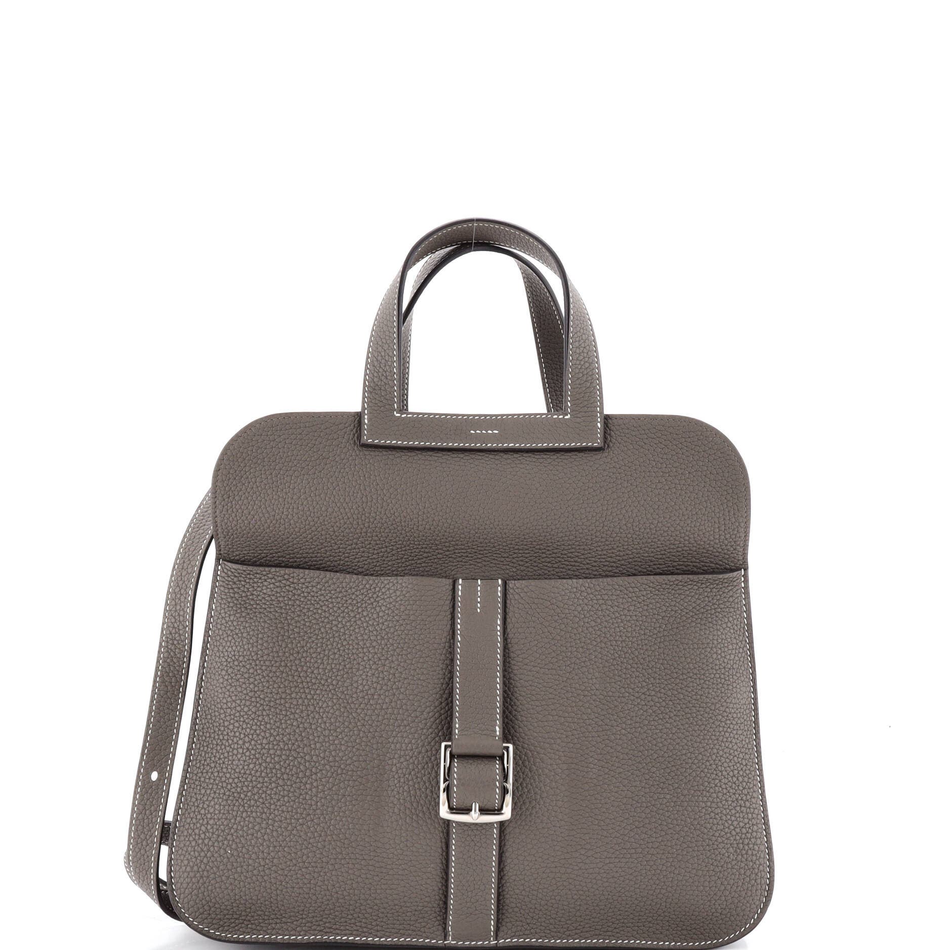 Pre-Owned Hermes Halzan Bag Clemence 31, Main, color, Etain