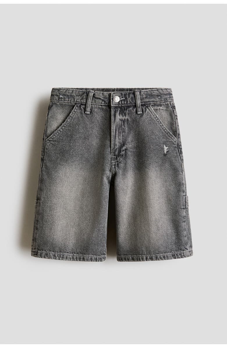 H&M Denim Carpenter Shorts, Main, color, Dark Gray