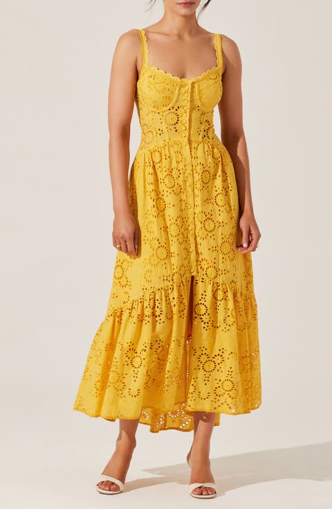 Yamila Cotton Eyelet High-Low Dress