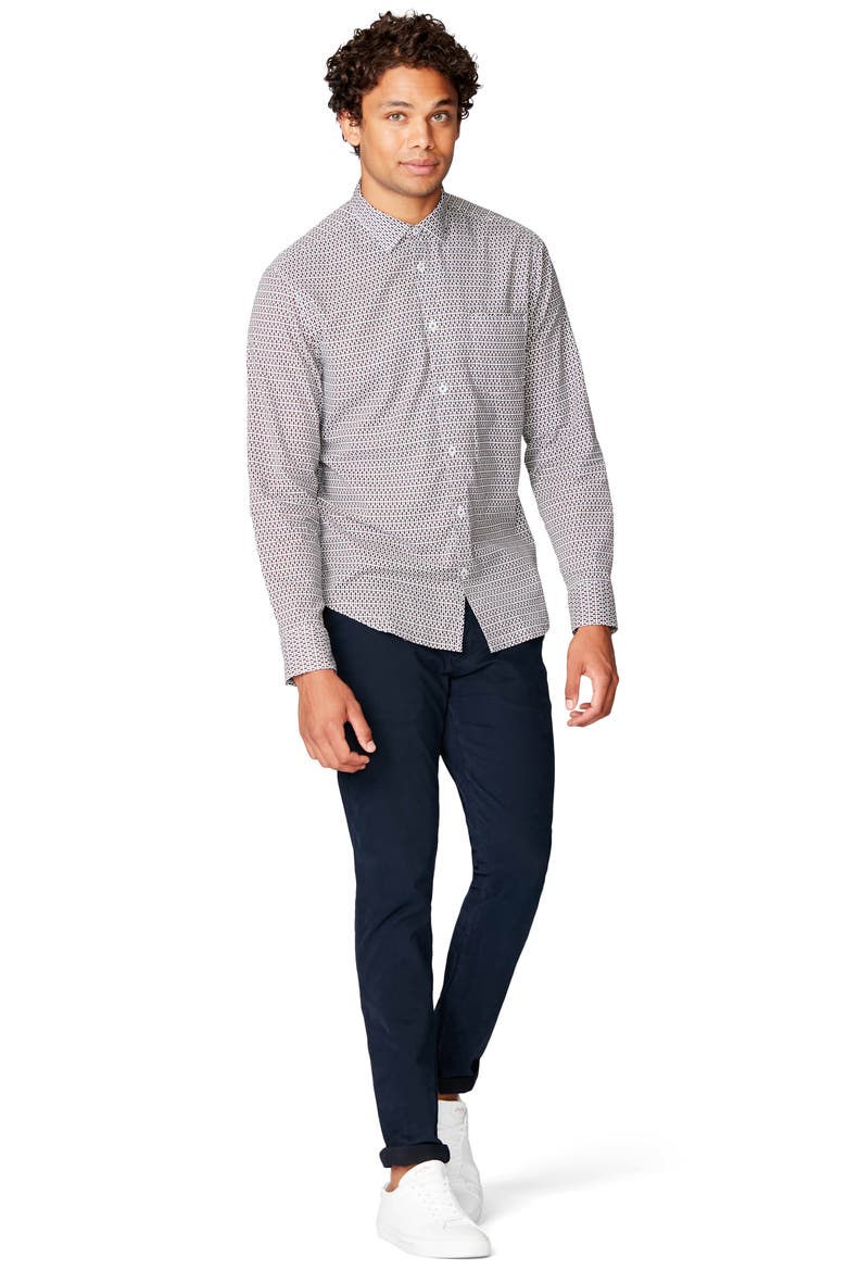 On Point Slim Fit Button-Up Shirt, Alternate, color, BLACK COFFEE MONDRIAN DOT