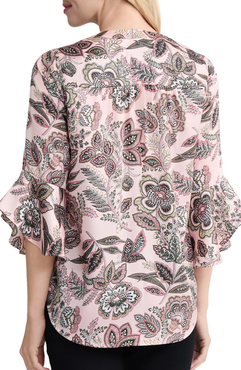 Jones New York Kelly Floral Flutter Sleeve Button-Up Shirt, Alternate, color, Petal Pink Multi