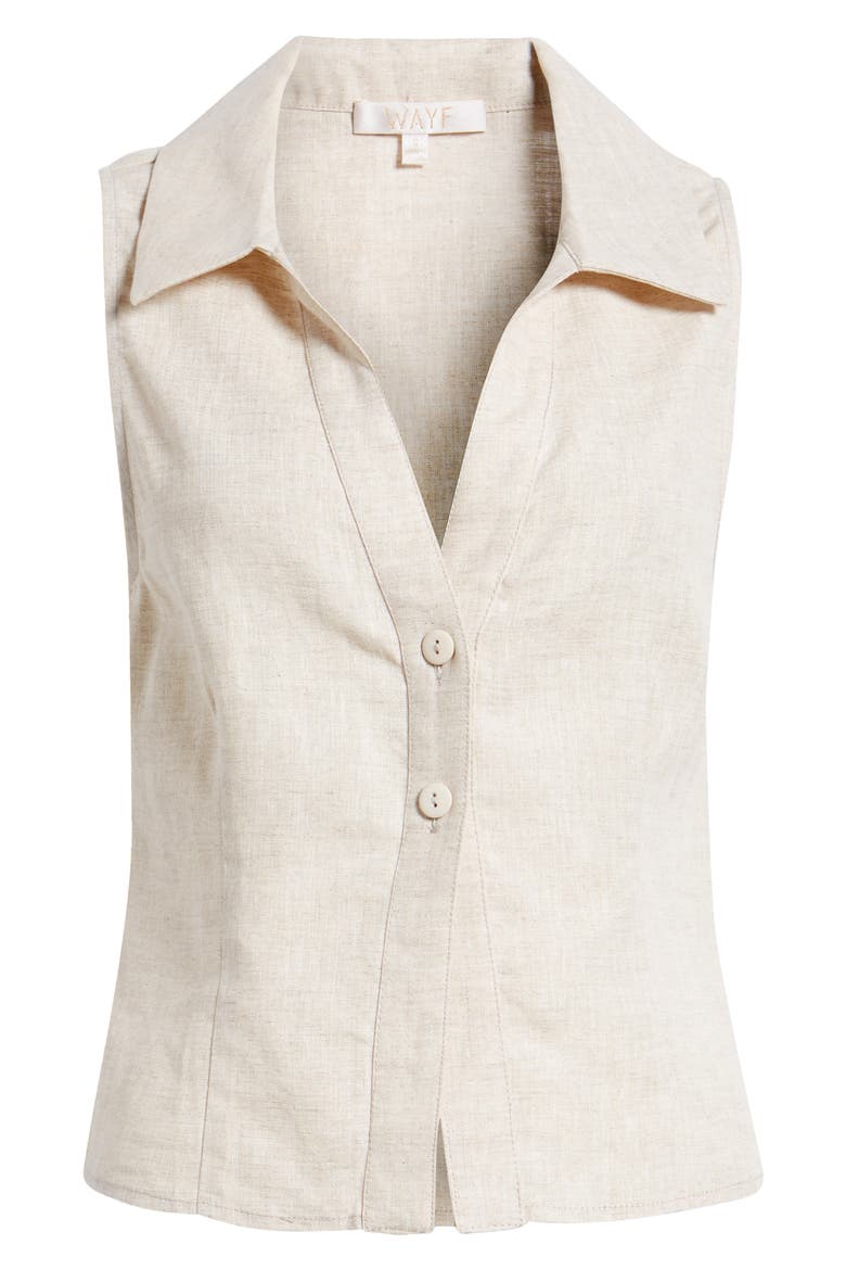 Devin Sleeveless Linen Shirt, Alternate, color, NATURAL