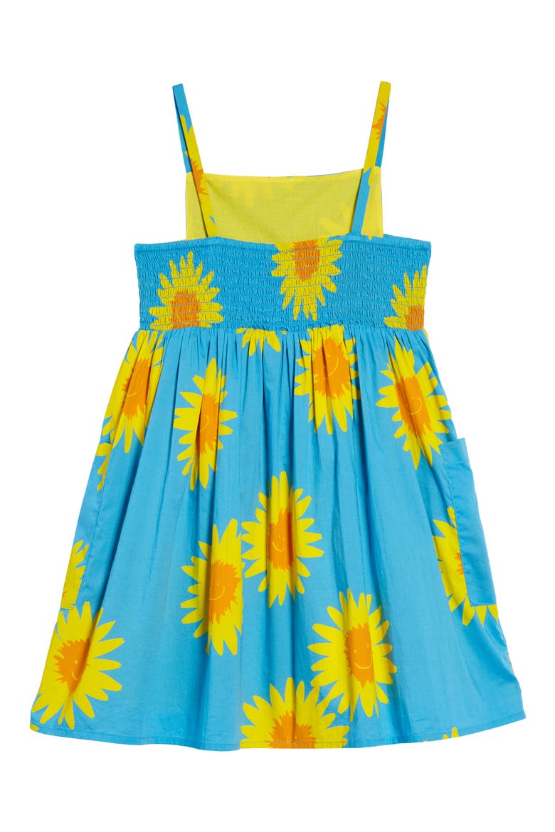 Kids' Sunflower Print Cotton Voile Dress, Alternate, color, BLUE/ YELLOW