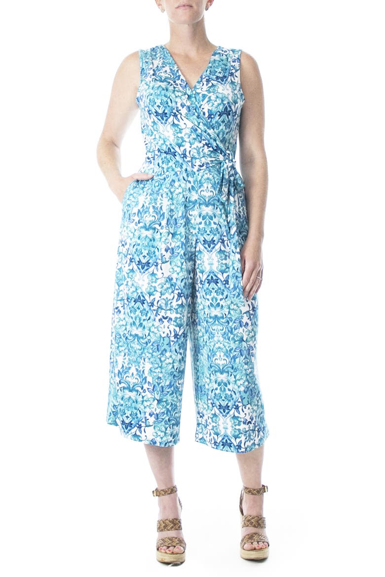 Surplice Culotte Crop Jumpsuit, Main, color, RIFT MULTI COMBO
