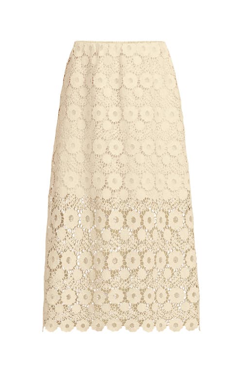 Lands' End Lace Overlay Midi Skirt In White