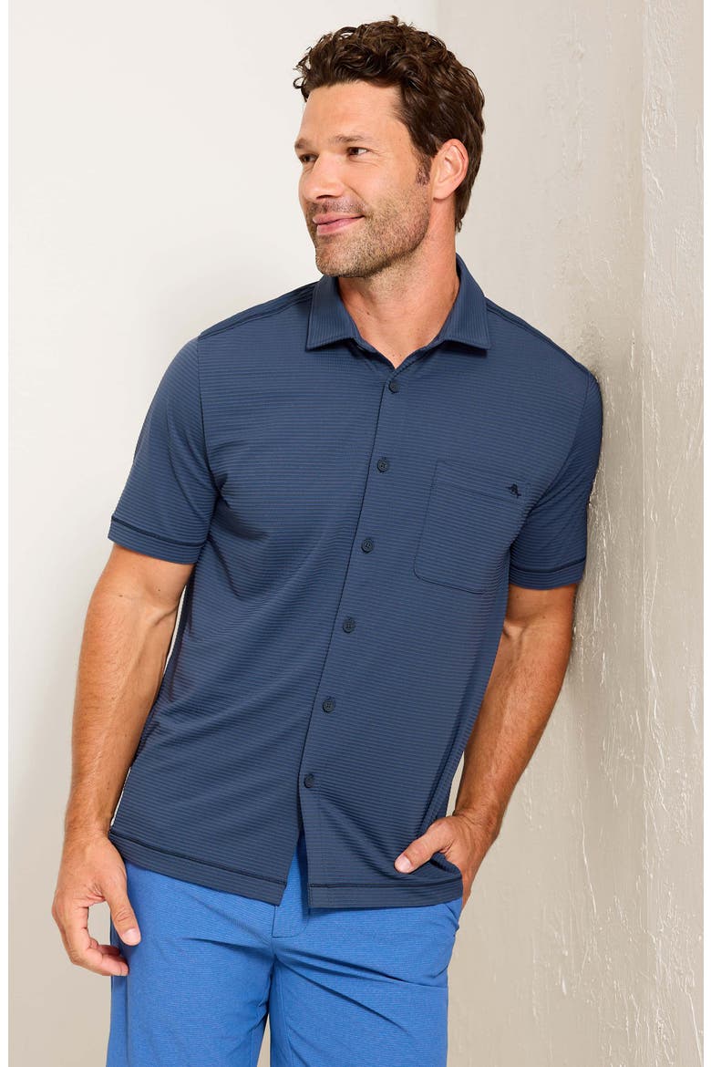 Costa Wave Short Sleeve Button-Up Shirt, Alternate, color, CARBON NAVY