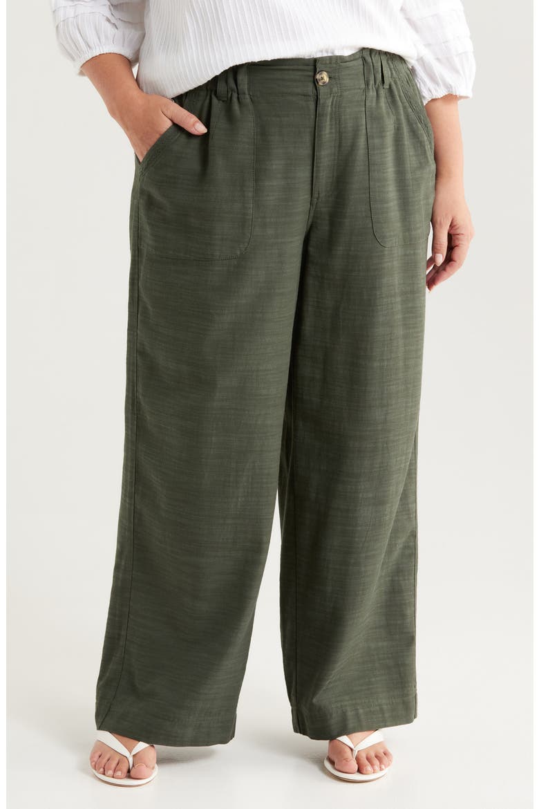 Sky Rise Paperbag Waist Pants, Main, color, MIDNIGHT OLIVE