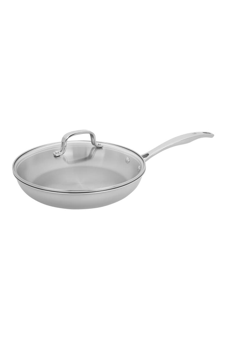 Clad 10-Inch Frying Pan with Lid, Main, color, SILVER